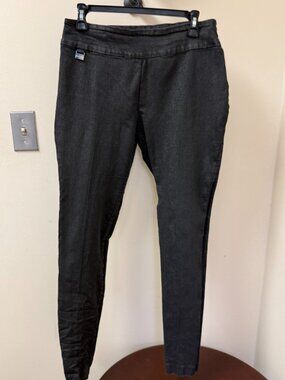 Lisette L Montreal Black Shimmer Pull-On Slim Ankle Pants Women's Large Stretch